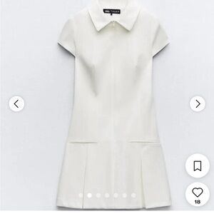 Zara white pleated dress